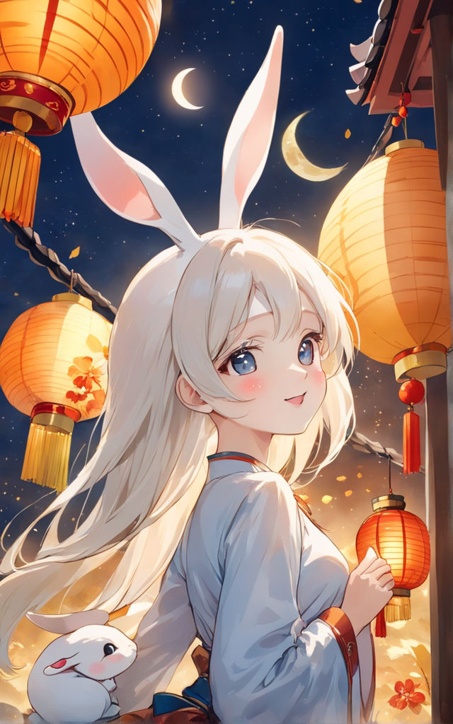 Anime Girl Cute White Long Hair Love - Playground