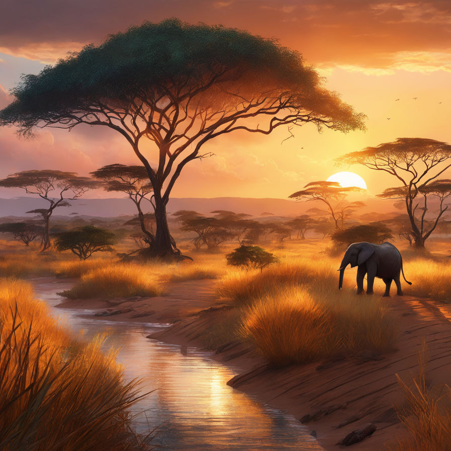 african safari landscape drawing