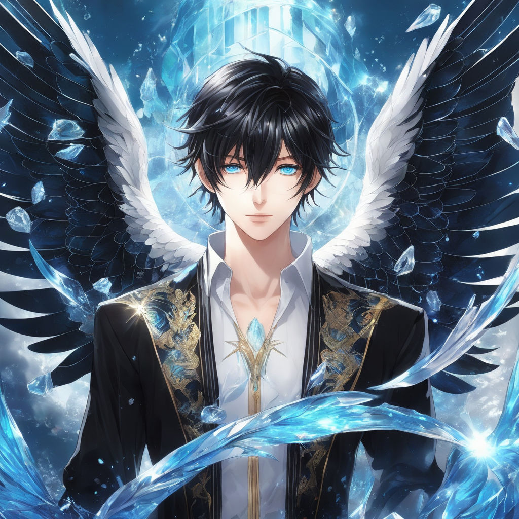 anime boys with black hair angel