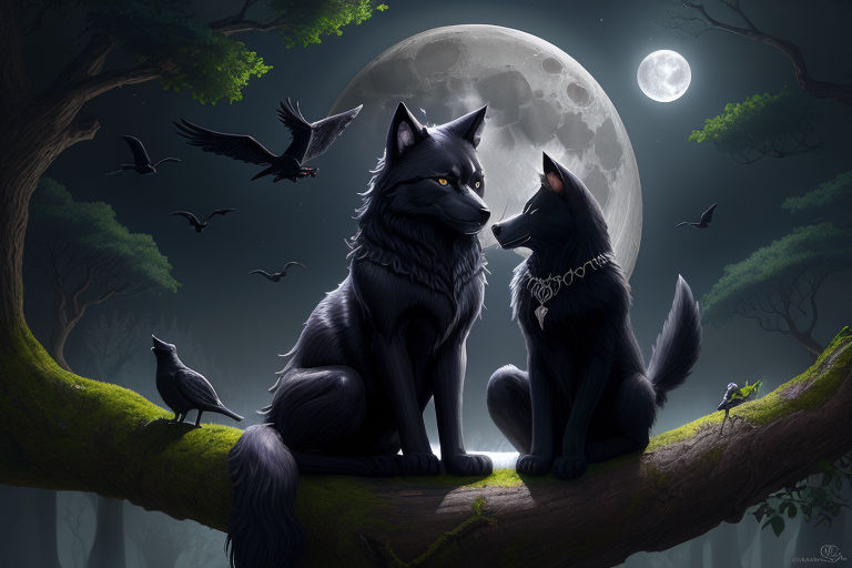 black wolf and white wolf anime love