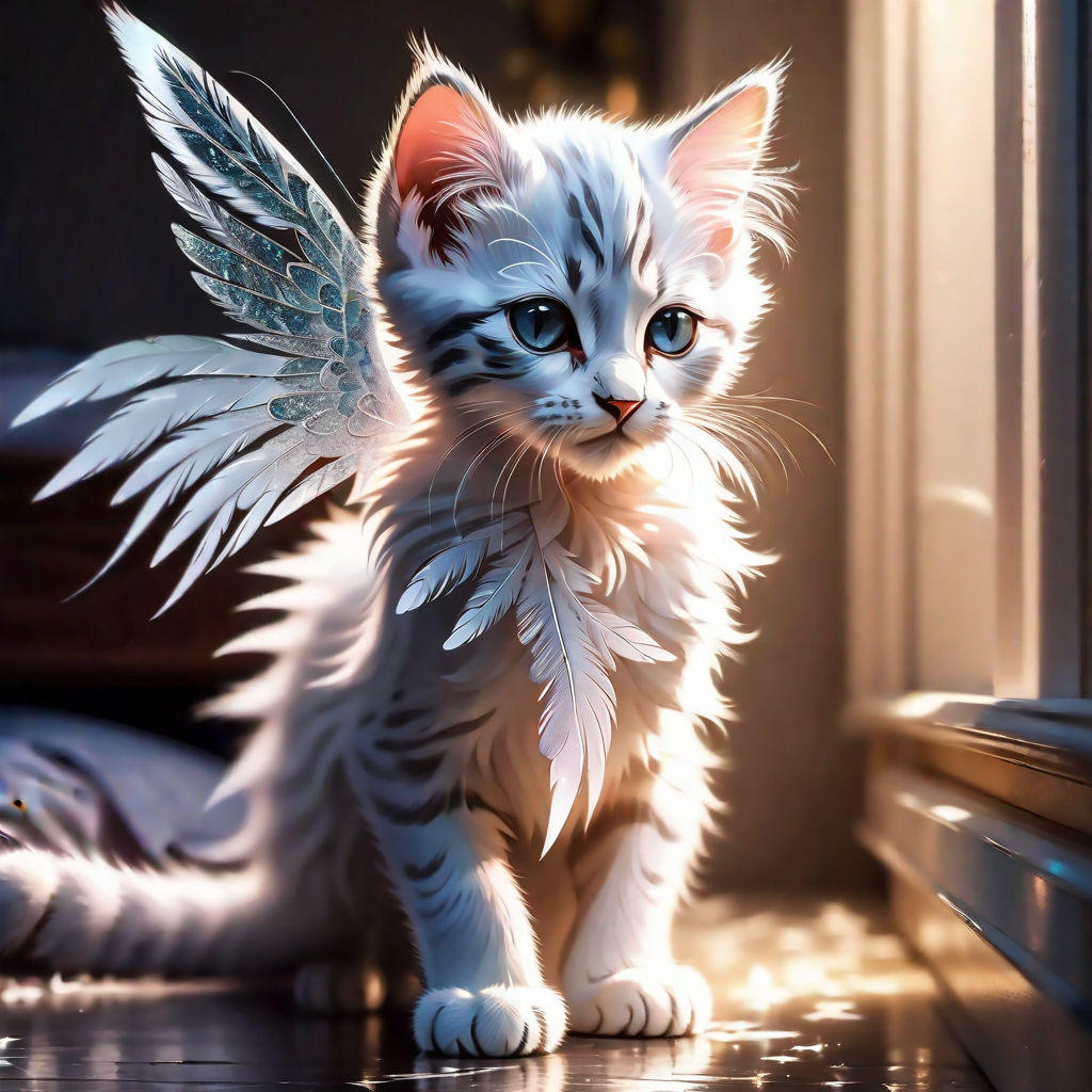 A mythical creature with ragdoll cat, wings - pokemon inspired