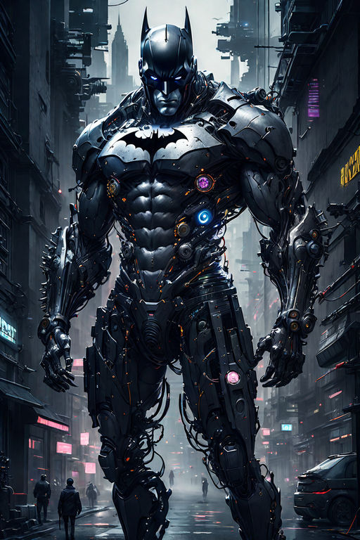 a portrait of a cybernetic batman, cyberpunk concept