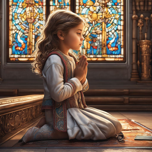 girl praying in church drawing