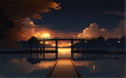 anime art of a man standing on a pier watching a star. generative ai.  28390886 Stock Photo at Vecteezy