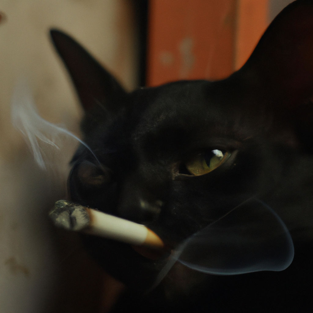 cat smoking cigarette