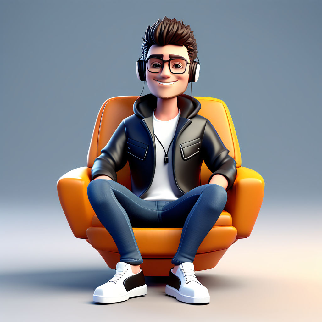 3d illustration of animated character sitting on instagram logo on Craiyon