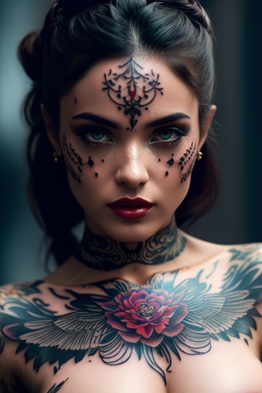 photorealistic painting of a female tattooed face with  Stable Diffusion   OpenArt