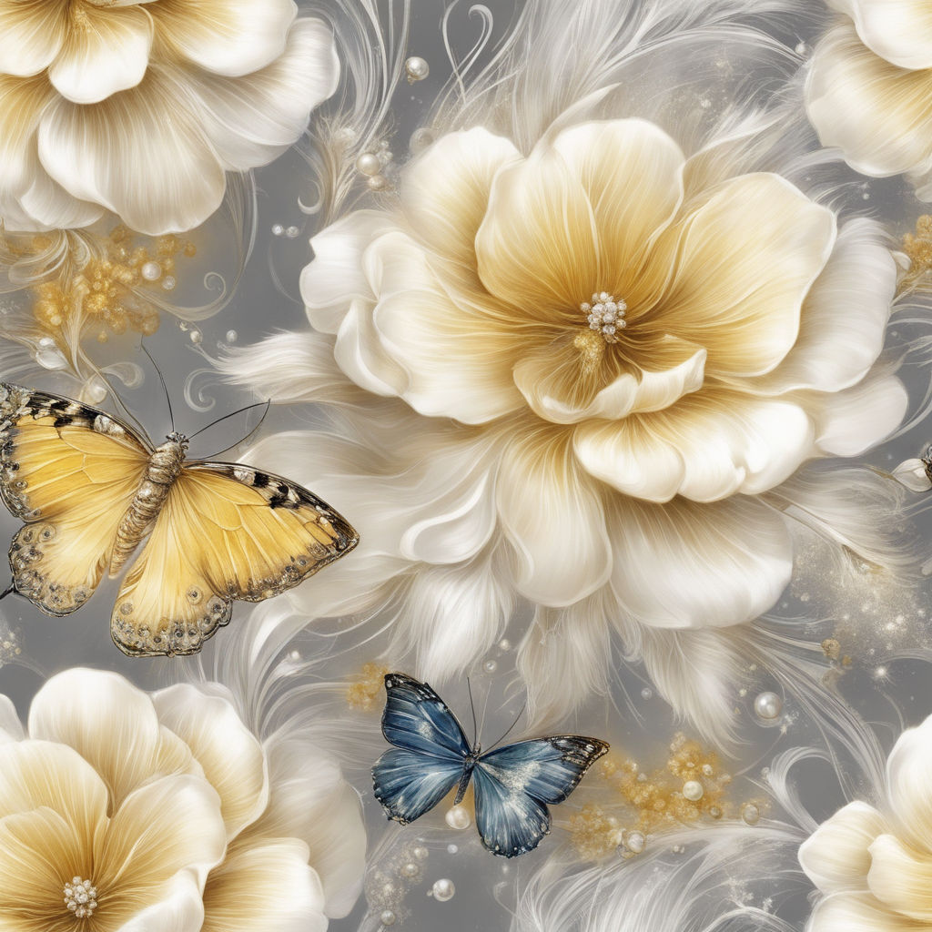 BUTTERFLY FLORAL Hyper Realistic Intricate Detail Painting