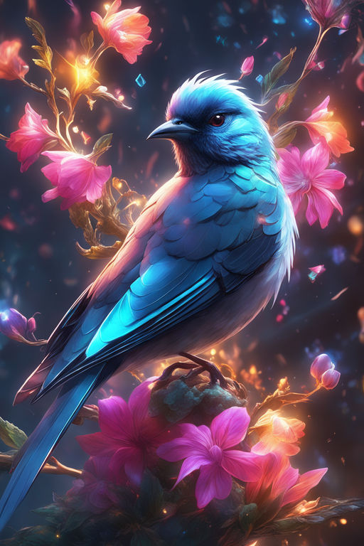 Pretty Blue Jay Bird Outlines Hyper Realistic