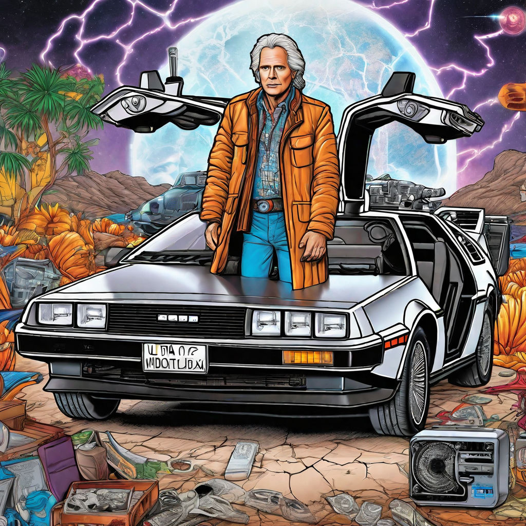 DeLorean Retour vers le futur - Caricature Auto Moto