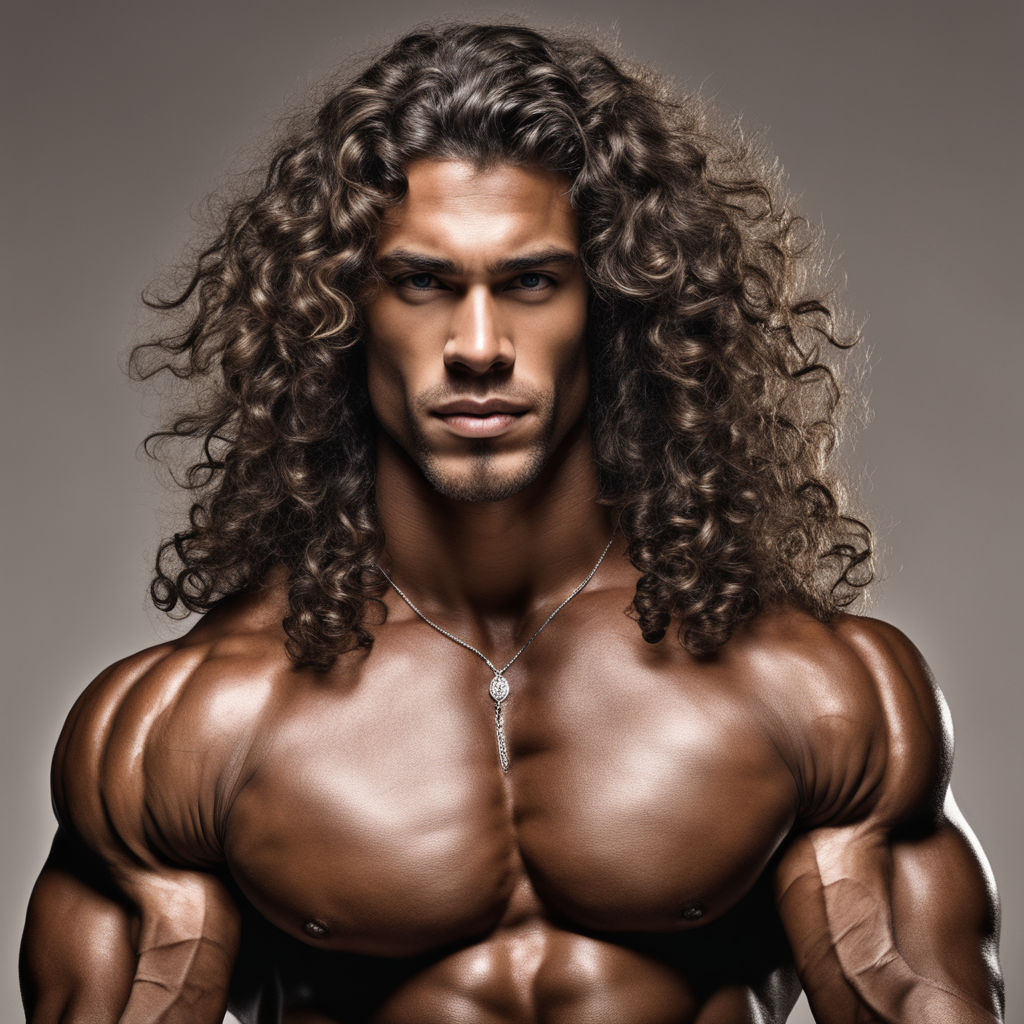 Long hair muscular man