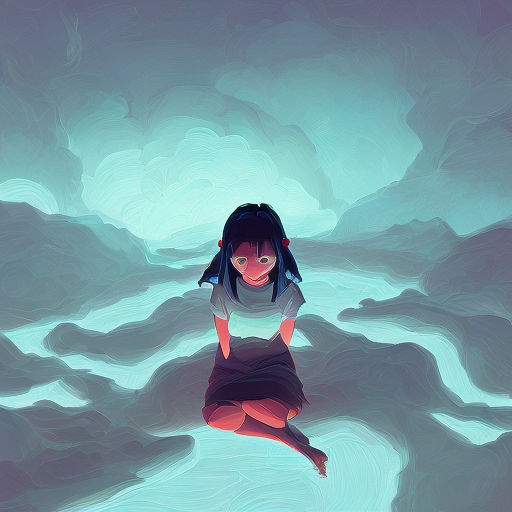 anime girl in water sad