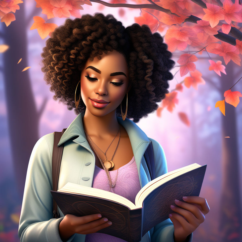 African American Girl Reading Book Power Graphic by Sany O. · Creative  Fabrica