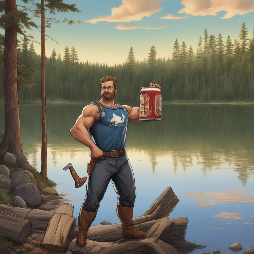 Draw giga chad holding a beer bottle - Playground