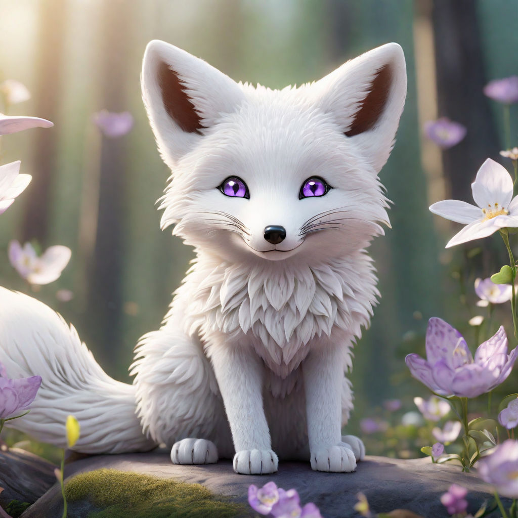 Cute white anime fox with blue eyes