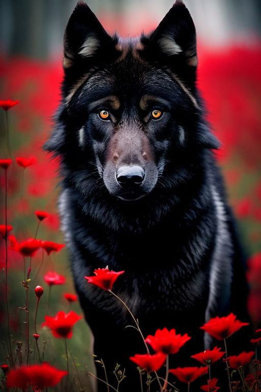 black wolf with yellow eyes wallpaper