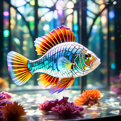 photorealistic background with rainbow fish scales. print with