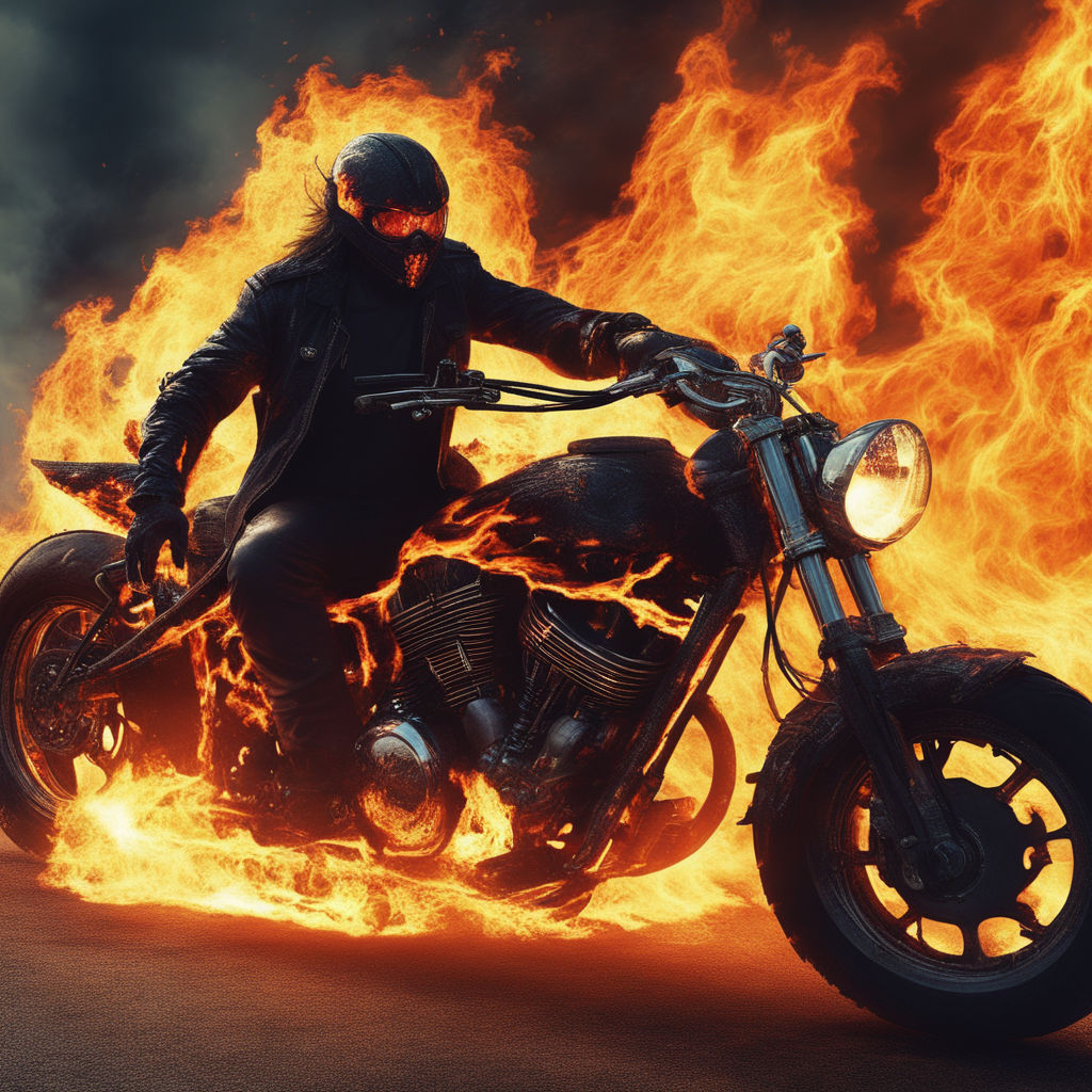 ghost rider bike on fire