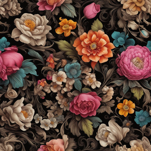 Vintage Gothic Black Floral Paper Background