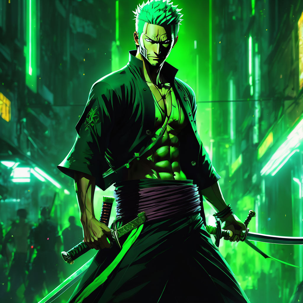 prompthunt: zoro render as a very beautiful 3d anime boy, hot petite, green  hair, badass, cinematic lightning, medium shot, mid-shot, highly detailed,  trending on Artstation, Unreal Engine 4k, cinematic wallpaper