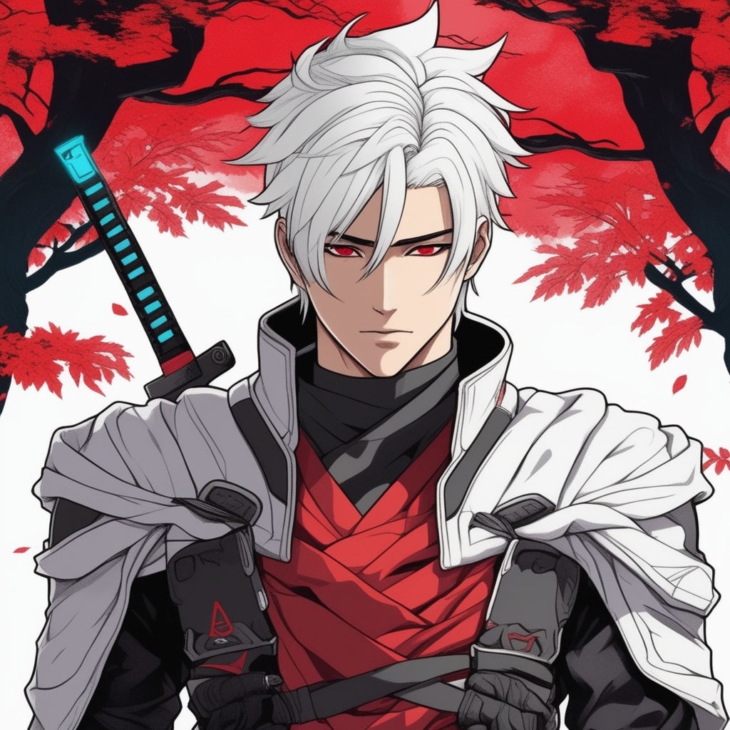 anime male ninja with white hair