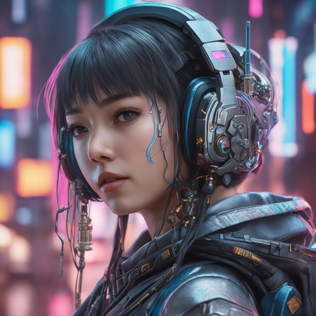 Anime Girl With Headset Vibe To Music Cyberpunk Steampunk Sci-fi Fantasy  Backgrounds