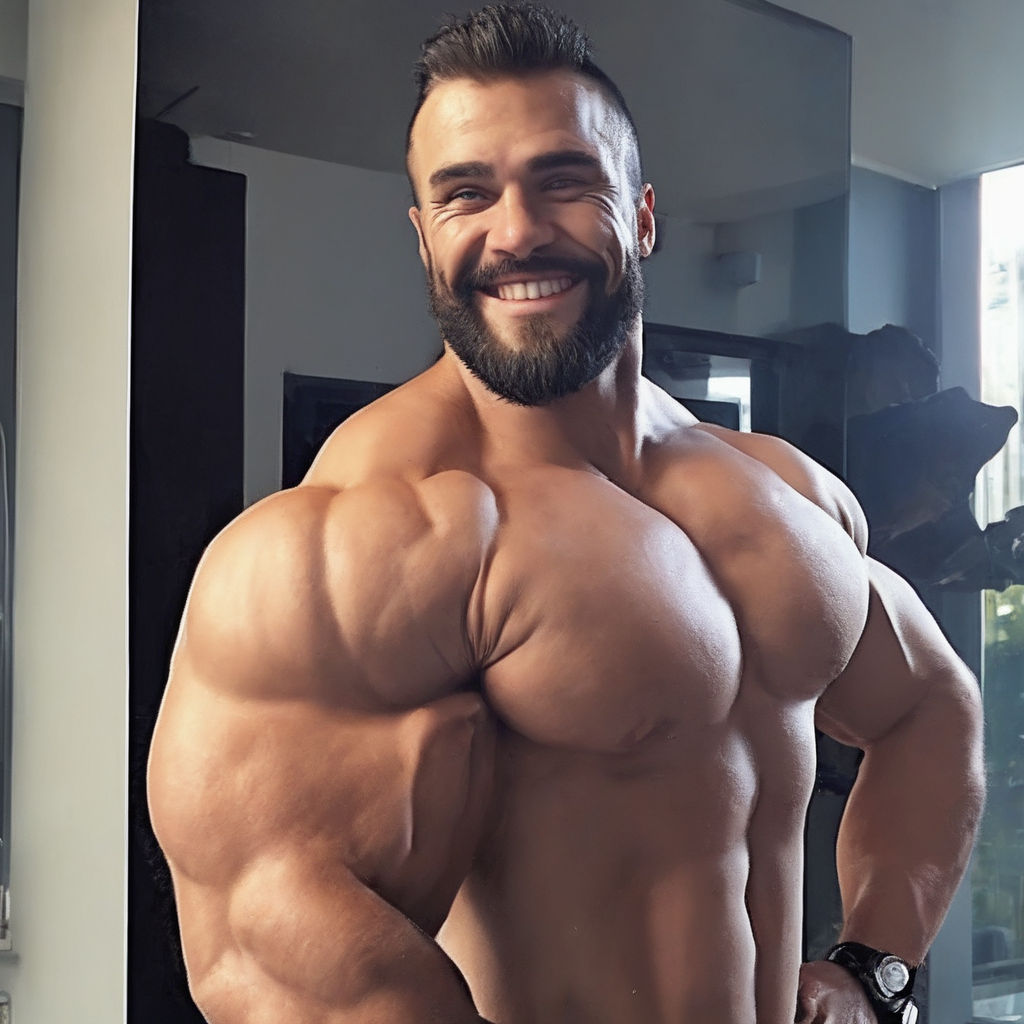 25-years-old bulky manly hairy-bodybuilder massive biceps