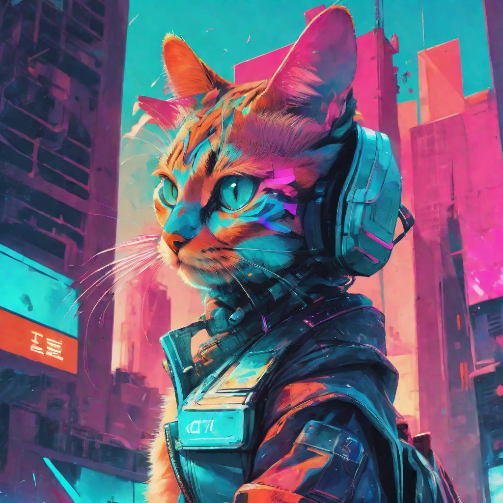 HD wallpaper: Bold Cat, digital, city, cyberpunk