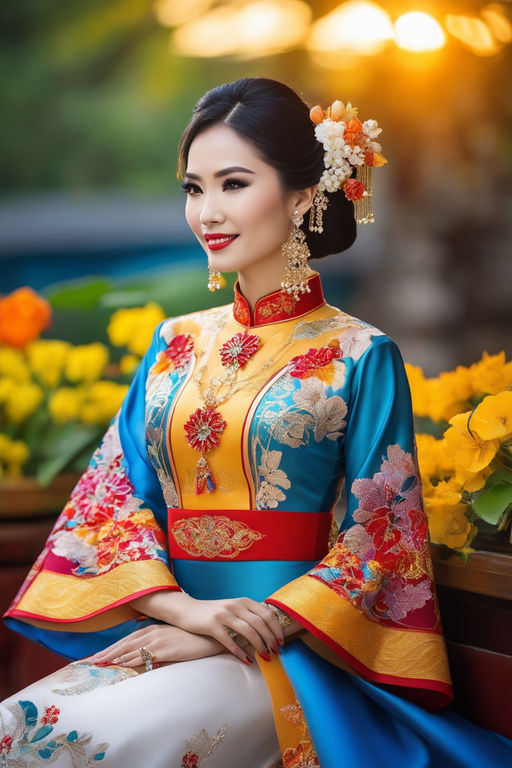 2024 ao dai classic style aodai dress full sleeve women flower