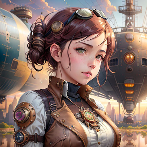 steampunk anime girl inventor