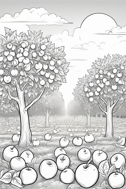 orchard clipart black and white