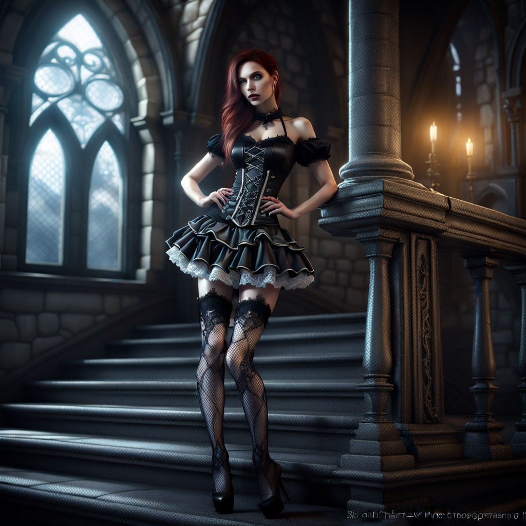 evoking the gothic atmosphere. fullbody portrait alone - Playground