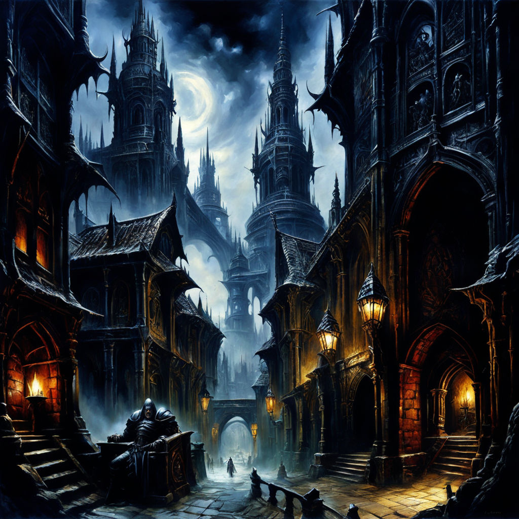 fantasy medieval city art