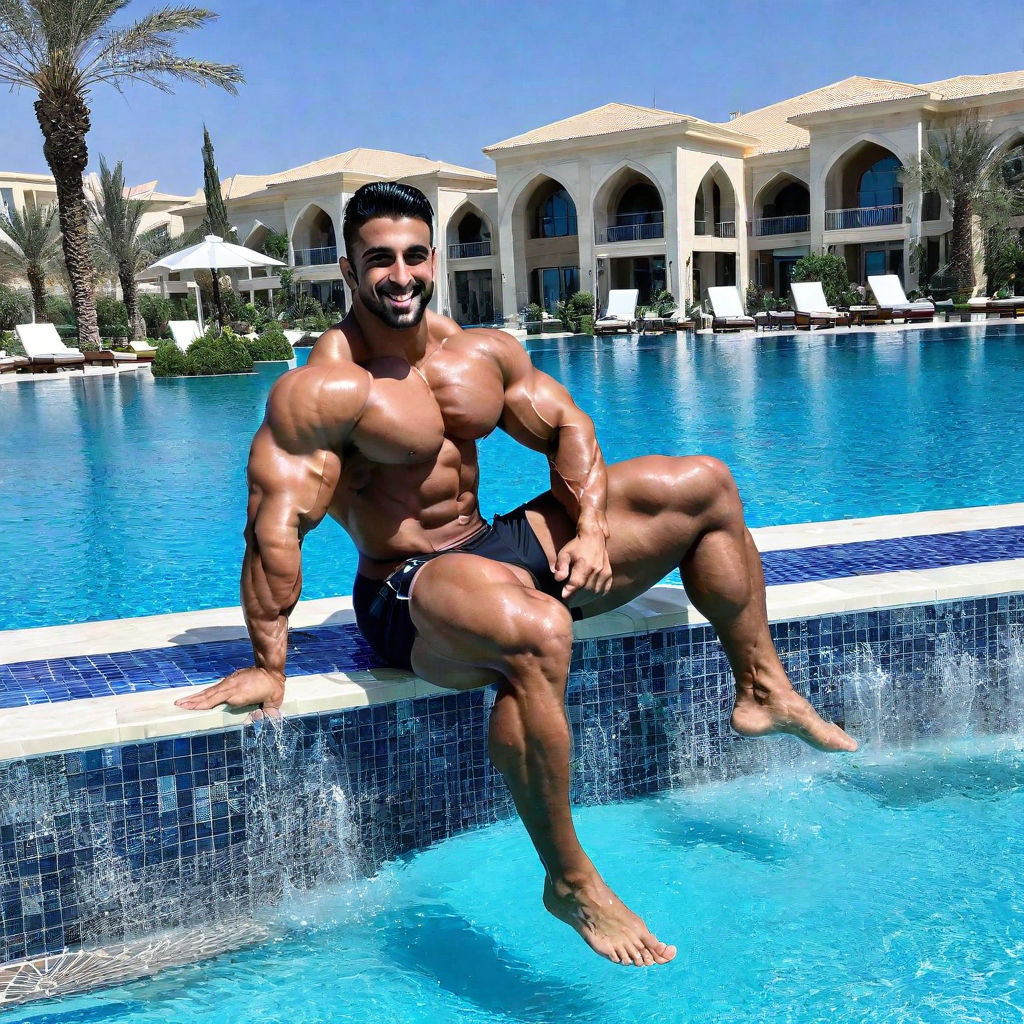 A young guy swims and poses underwater in a swimming pool on a blue  background. Looking at the camera. Portrait. Underwater photography.  Landscape orientation. - Stock Image - Everypixel