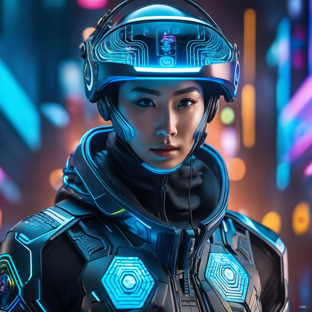 OpenDream - cyberpunk anime girl with futuristic armor covering her face