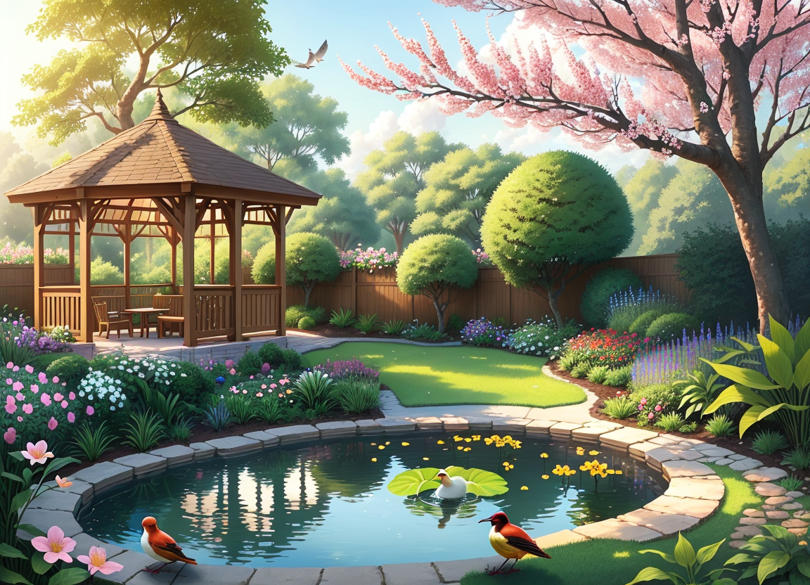 Premium AI Image | Dramatic clouds in a beautiful rural nature garden. An  Illustration in an Anime background animation