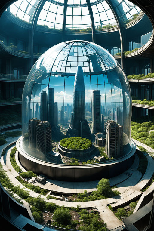 Mixed Media Style Graphic Solarpunk Utopia · Creative Fabrica