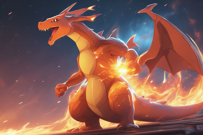 Download Red Charizard - an intimidating Pokemon Fire Type Wallpaper