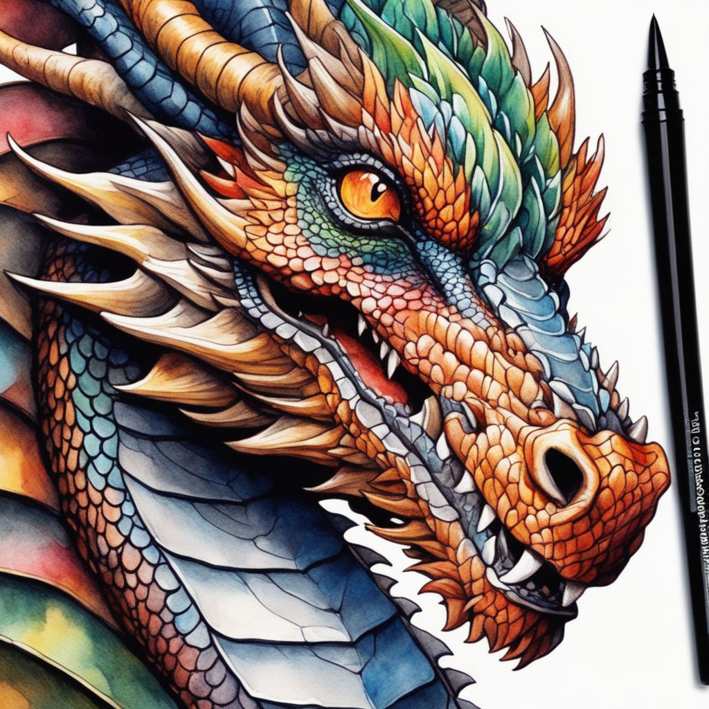 realistic dragon drawings in color