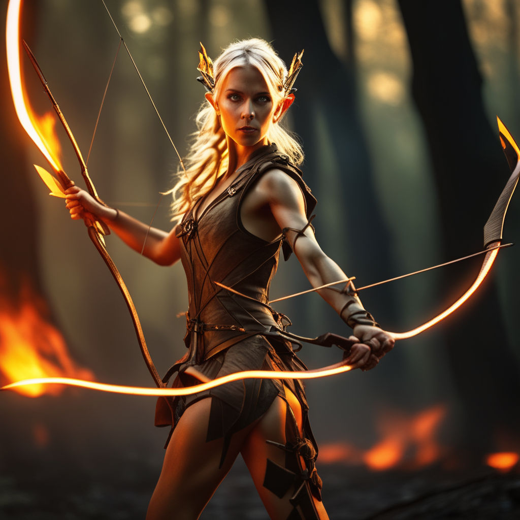 female elf archer with bow - Playground