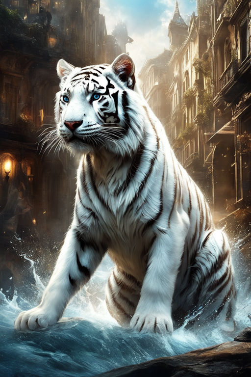 White tiger, 3d, animal, art, dust, explosion, face, tiger, white, HD phone  wallpaper