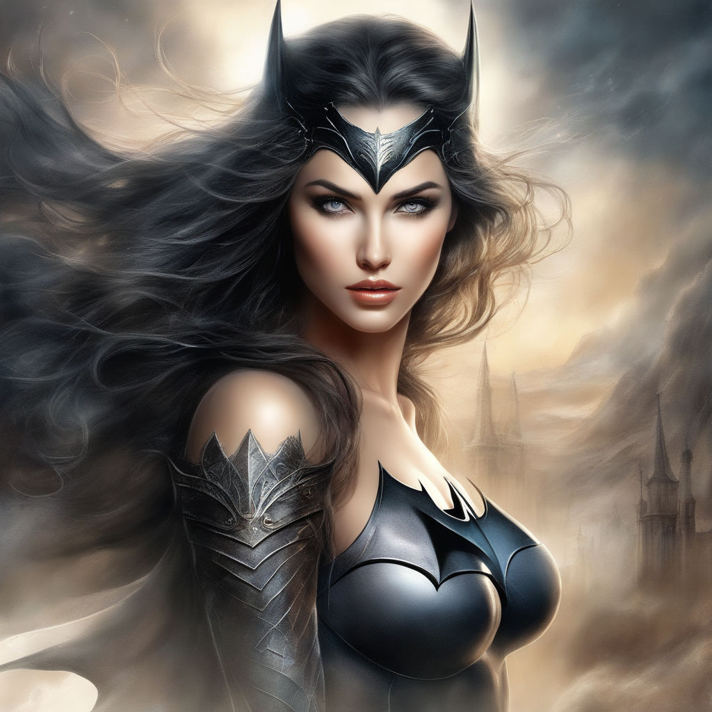 Create a powerful female superhero with incredible abilities and a striking  appearance. She should exude confidence and strength in her pose