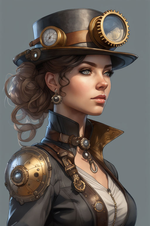 Portrait of black beautiful steampunk girl, D&D, face