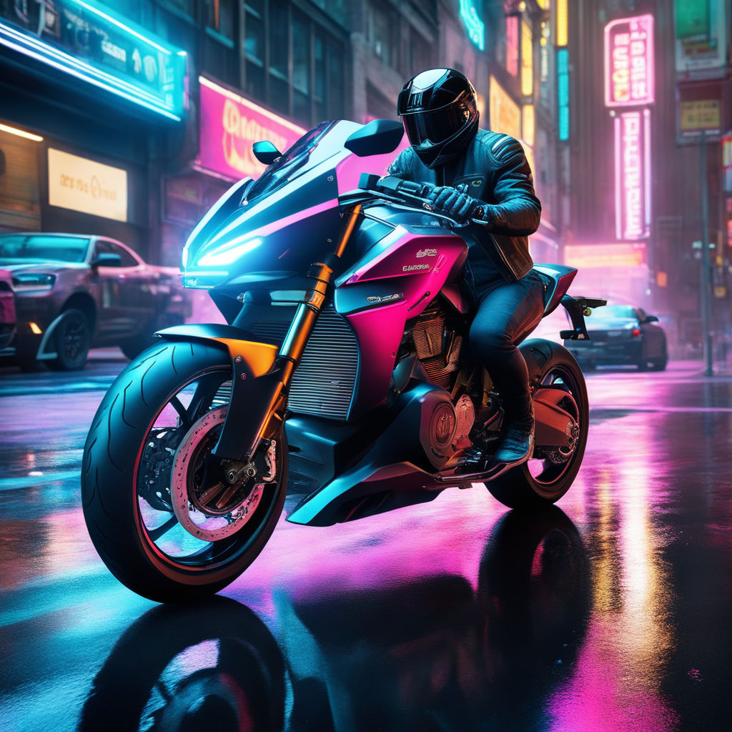 Cyberpunk Girl With Ducati 4K HD Vaporwave Wallpapers