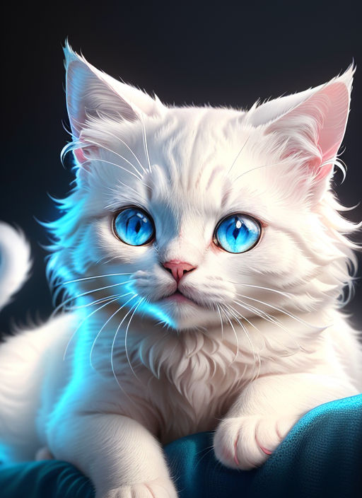 Tired Distant, Angry Suspicious Cat. Cute Beautiful White Cat with Blue  Eyes. Fluffy White Fur Stock Image - Image of mammal, kitten: 240967325