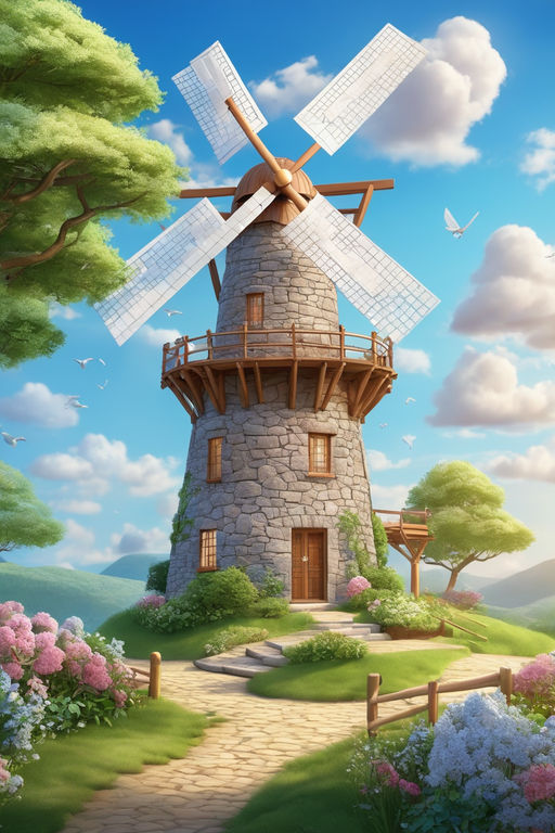 medieval windmill drawing