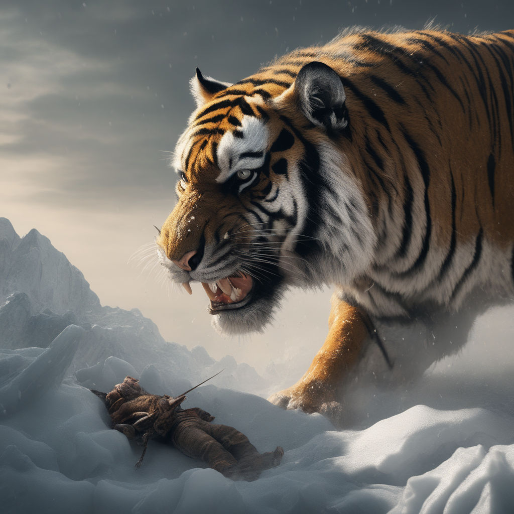 anthropomorphized sabertooth tiger, 3d render, flat