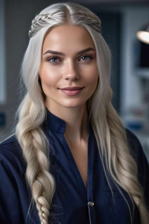 Portrait of a charming young girl with long hair that turned her