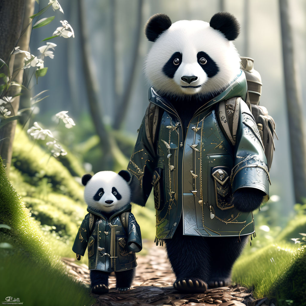 10-year-old boy and a panda like friends - Playground