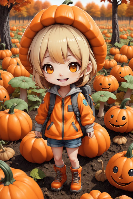 Free: Anime Witch Pumpkin Render, female anime character transparent  background PNG clipart - nohat.cc